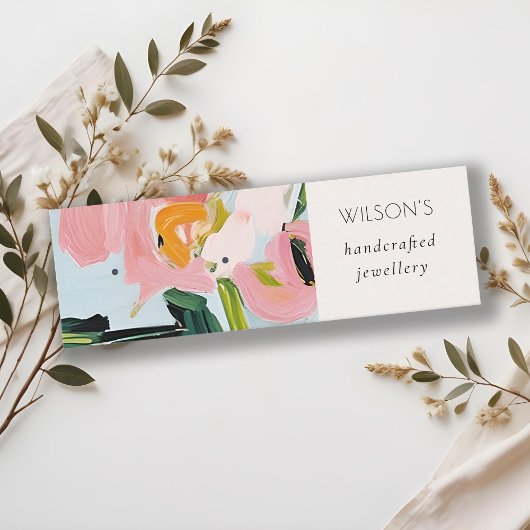 Boho farbenfroh rosa Blauer farbenfroher Blütenohr Mini Visitenkarte