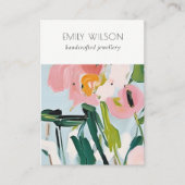 Boho farbenfroh rosa Blauer farbenfroher Blütenohr Visitenkarte (Vorderseite)