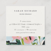 Boho farbenfroh rosa blaugrün gestrichene Blumenlo Quadratische Visitenkarte (Rückseite)