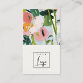 Boho farbenfroh rosa blaugrün gestrichene Blumenlo Visitenkarte (Vorderseite)