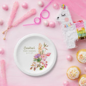 Boho farbenfrohe Aquarellblütendusche Baby Custom Pappteller (Party)