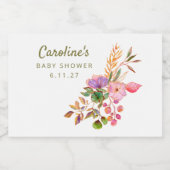 Boho farbenfrohe Aquarellblütendusche Baby Custom Schaumweinetikett (Einzelnes Label)