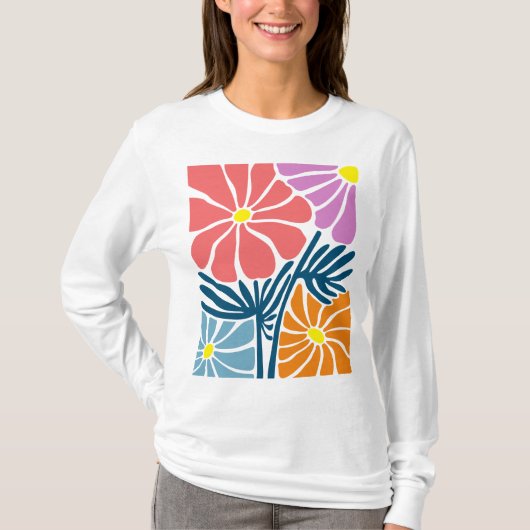 Boho farbenfrohe Blätter und Blume T - Shirt Desig (Vorderseite)