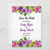 Boho farbenfrohe Blume Botanische Blumenhochzeit Save The Date (Vorderseite)