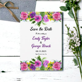 Boho farbenfrohe Blume Botanische Blumenhochzeit Save The Date