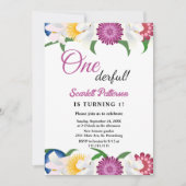 Boho farbenfrohe Blume Moderne Blumenwelt 1. Gebur Einladung (Vorderseite)