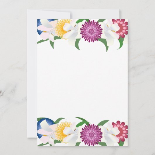 Boho farbenfrohe Blume Moderne Frühlingsblütenhoch Einladung (Rückseite)