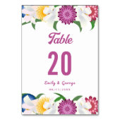 Boho farbenfrohe Blume Moderne Frühlingsblütenhoch Tischnummer (Vorderseite)