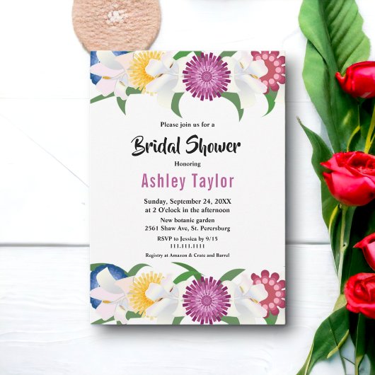 Boho farbenfrohe Blume Modernes Brautparty Einladung