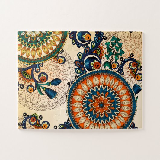 Boho farbenfrohe Fun Retro Muster Puzzle (Horizontal)