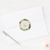 Boho farbenfrohe grüne, rosa gestrichene Blütenlog Runder Aufkleber (Umschlag)