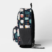 Boho farbenfrohe Katzen und Blätter Muster Bedruckter Rucksack (Rechts)