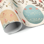 Boho farbenfrohe Ostereier und Wildblumen Geschenkpapier (Rolleneckpunkt)