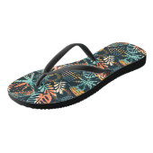 Boho farbenfrohe tropische Blätter Badesandalen (Schrägansicht)