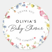 Boho farbenfrohe Wildblume Märchenhaus Kinderdusch Runder Aufkleber (Vorderseite)