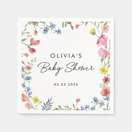 Boho farbenfrohe Wildblume Märchenhaus Kinderdusch Serviette (Vorderseite)