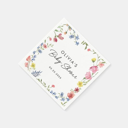 Boho farbenfrohe Wildblume Märchenhaus Kinderdusch Serviette (Ecke)