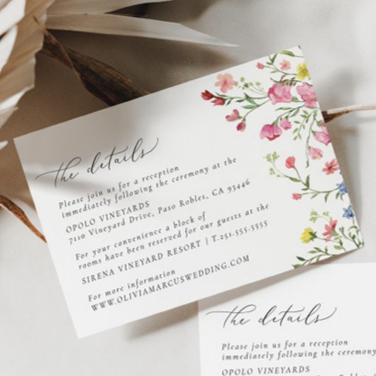 Boho farbenfrohe Wildblume Messe Hochzeitsstimmung Begleitkarte