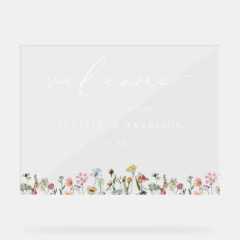 Boho farbenfrohe Wildblumen Hochzeit Willkommen Acrylschild