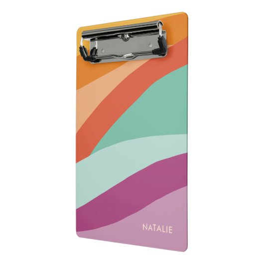 Boho farbenfroher Abstrakter Retro-Name Mini Klemmbrett (Gewinkelt2)