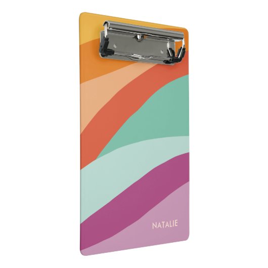 Boho farbenfroher Abstrakter Retro-Name Mini Klemmbrett (Schrägansicht)