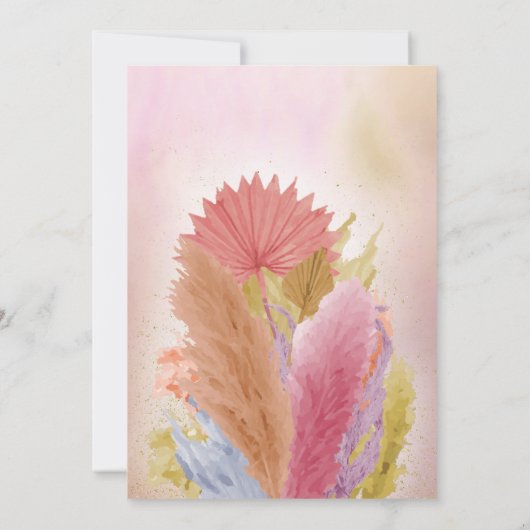 BOHO FARBFARBIGE GRASS WATERCOLOR-EINLADUNG EINLADUNG (Rückseite)