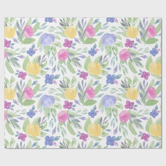 Boho Farbige Frühlingsblütenmuster Geschenkpapier (Flach)