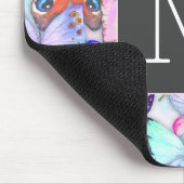 Boho farbige Schmetterlingsmuster Initial Blue Mousepad (Ecke)
