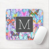 Boho farbige Schmetterlingsmuster Initial Blue Mousepad (Mit Mouse)