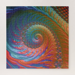 Boho-farbiger Gradienten-Spiral-Fraktal-Abstrakte Puzzle