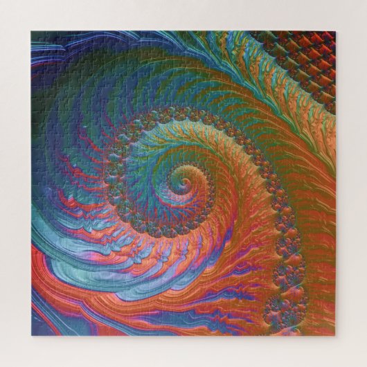 Boho-farbiger Gradienten-Spiral-Fraktal-Abstrakte Puzzle (Vertikal)