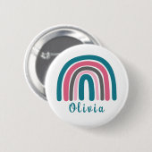Boho farbiger Regenbogen mit Personalisiertem Name Button (Vorne & Hinten)