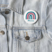 Boho farbiger Regenbogen mit Personalisiertem Name Button (Beispiel)