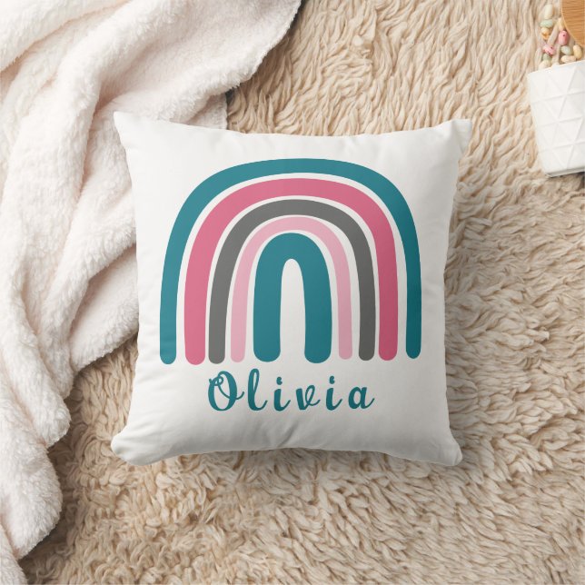 Boho farbiger Regenbogen mit Personalisiertem Name Kissen (Decke)