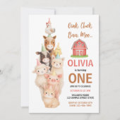 Boho Farm Animal 1st Birthday |Cute Rustic Barnyad Einladung (Vorderseite)