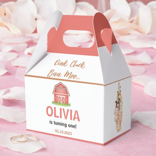 Boho Farm Animal 1st Birthday |Cute Rustic Barnyad Geschenkschachtel (Hochzeit)
