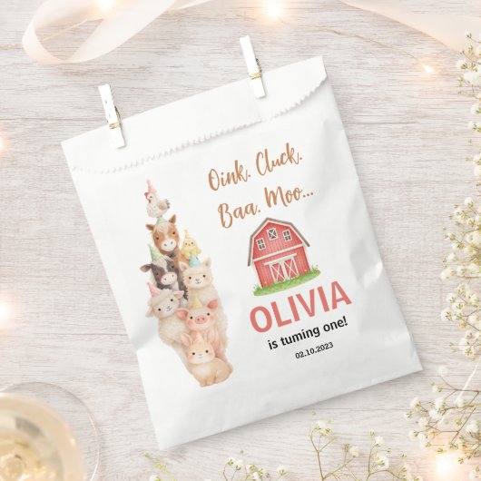 Boho Farm Animal 1st Birthday |Cute Rustic Barnyad Geschenktütchen (Ausgeschnitten)