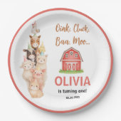 Boho Farm Animal 1st Birthday |Cute Rustic Barnyad Pappteller (Vorderseite)