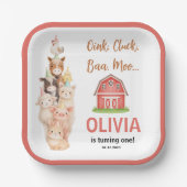 Boho Farm Animal 1st Birthday |Cute Rustic Barnyad Pappteller (Vorderseite)