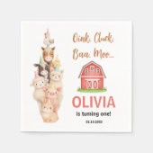 Boho Farm Animal 1st Birthday |Cute Rustic Barnyad Serviette (Vorderseite)