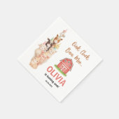 Boho Farm Animal 1st Birthday |Cute Rustic Barnyad Serviette (Ecke)