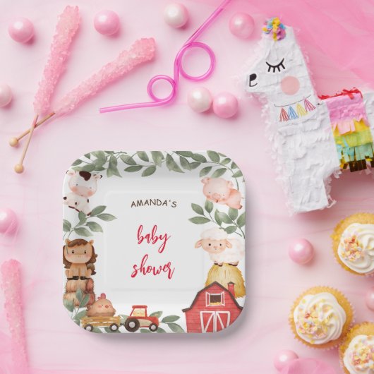 Boho Farm Niedlicher Tiere Babydusche Pappteller (Party)