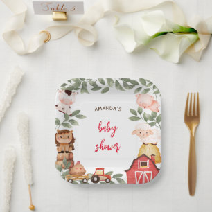 Boho-Farm Süße Tiere Baby-Party  Pappteller