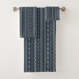 Boho-Farmhouse-Pfeilstreifen-Geometrie Dunkelblau Badhandtuch Set