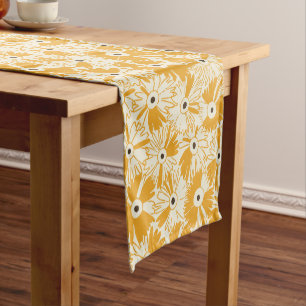 Boho-Farmhouse-Retro-Daisy-Muster-Goldenrod Kurzer Tischläufer