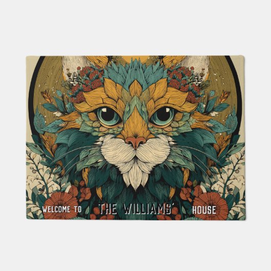 Boho Fatcat Katzenmutter Vater Home Flat Einweihun Fußmatte (Vorderseite)