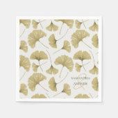 Boho-Faux-Gold-Botanik-Muster-Monogramm Serviette (Vorderseite)