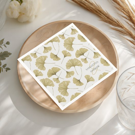 Boho-Faux-Gold-Botanik-Muster-Monogramm Serviette