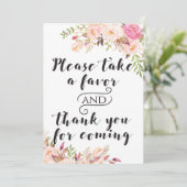 Boho Favoriten nehmen Sie bitte ein Zeichen 12x18" Einladung (Stehend Vorderseite)