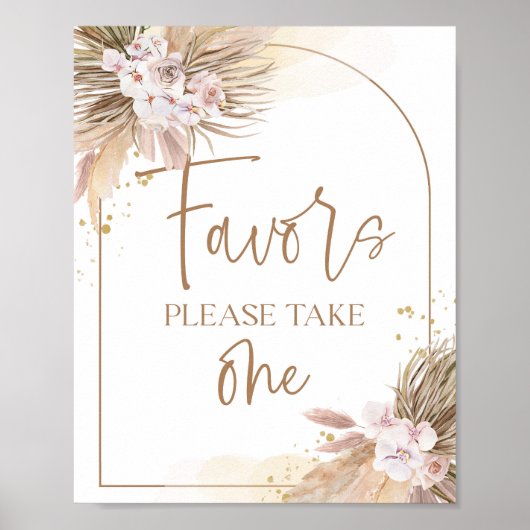 Boho favors Pampas Grass Modernes Tafelzeichen Poster (Vorne)